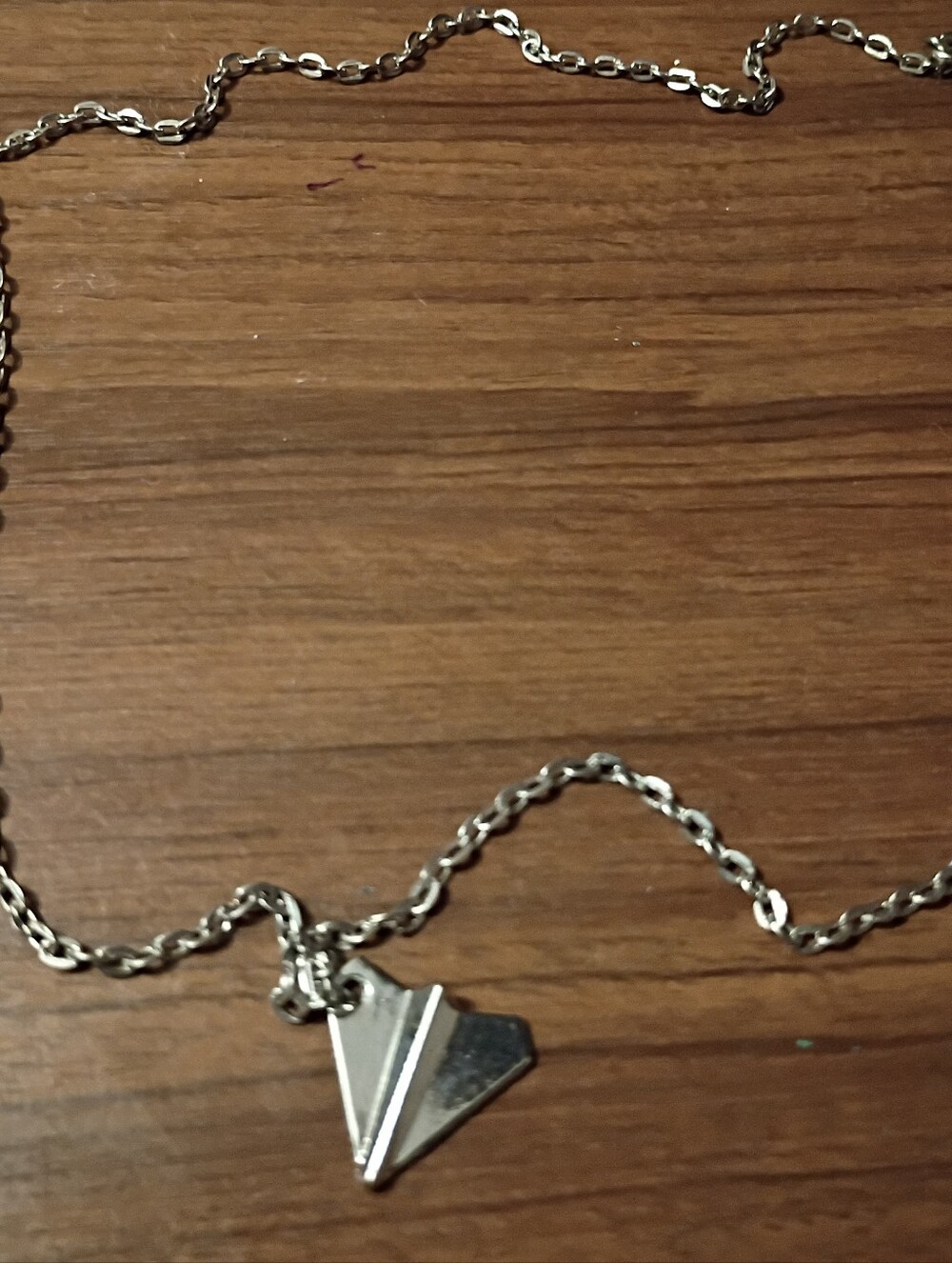 Paper Airplane Silver Tone Charm on 18-inch chain